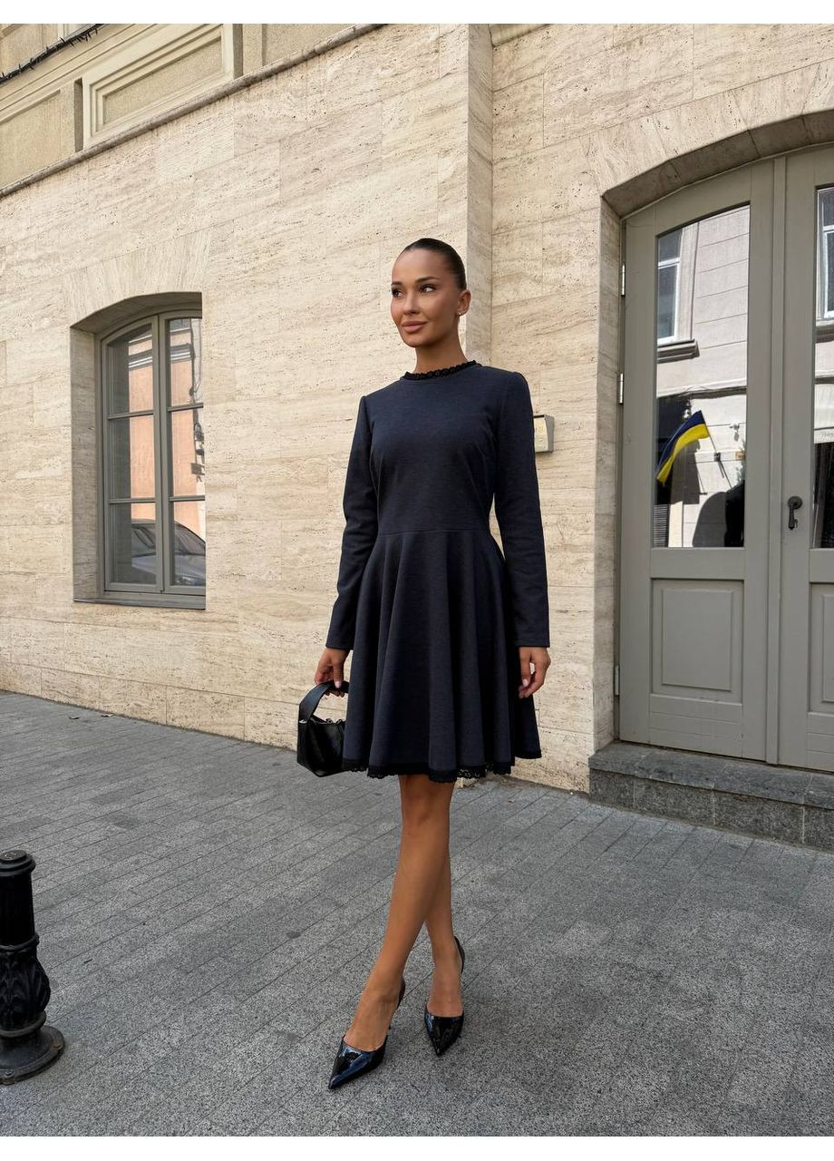 Темно-синя святковий, повсякденний жіноча сукня кльош Avanti однотонна