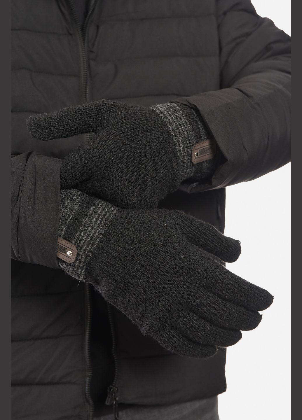 Перчатки мужские акриловые утепленные черного цвета Let's Shop (307791447)