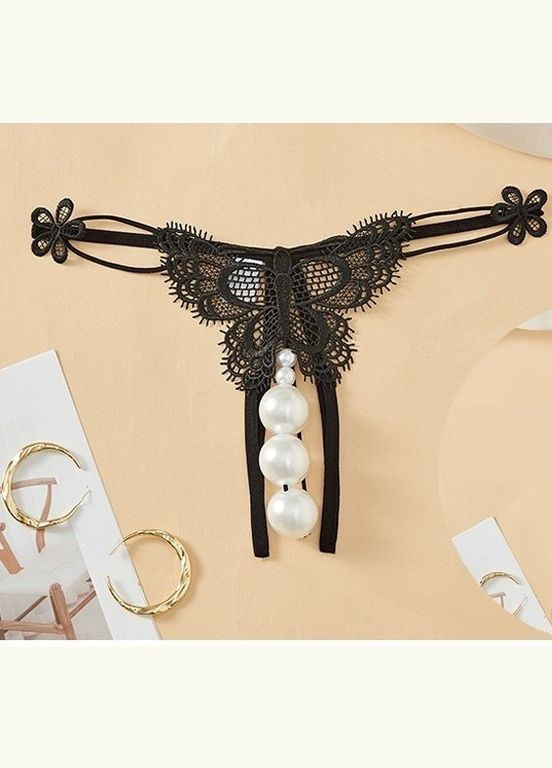 Женские сексуальные трусики с разрезом и жемчугом. No Brand (325690883)