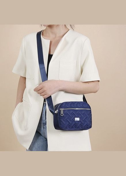 Женская классическая сумка кросс-боди 8809 на ремешке на три отдела синяя No Brand (306709505)