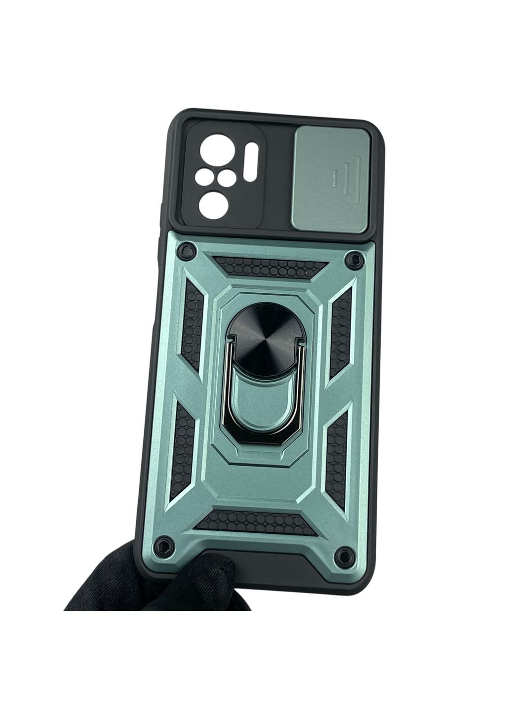 Чохол для Poco M5s броньований з кільцем-тримачем підставкою зі шторкою на сяомі поко м5с зелений rg1 Xiaomi (366387592)