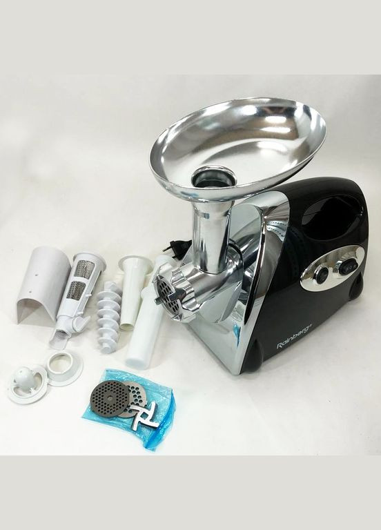 М'ясорубка RB-675 3800 Вт із соковижималкою, м'ясорубка електрична метал. Колір: чорний Rainberg (364663997)