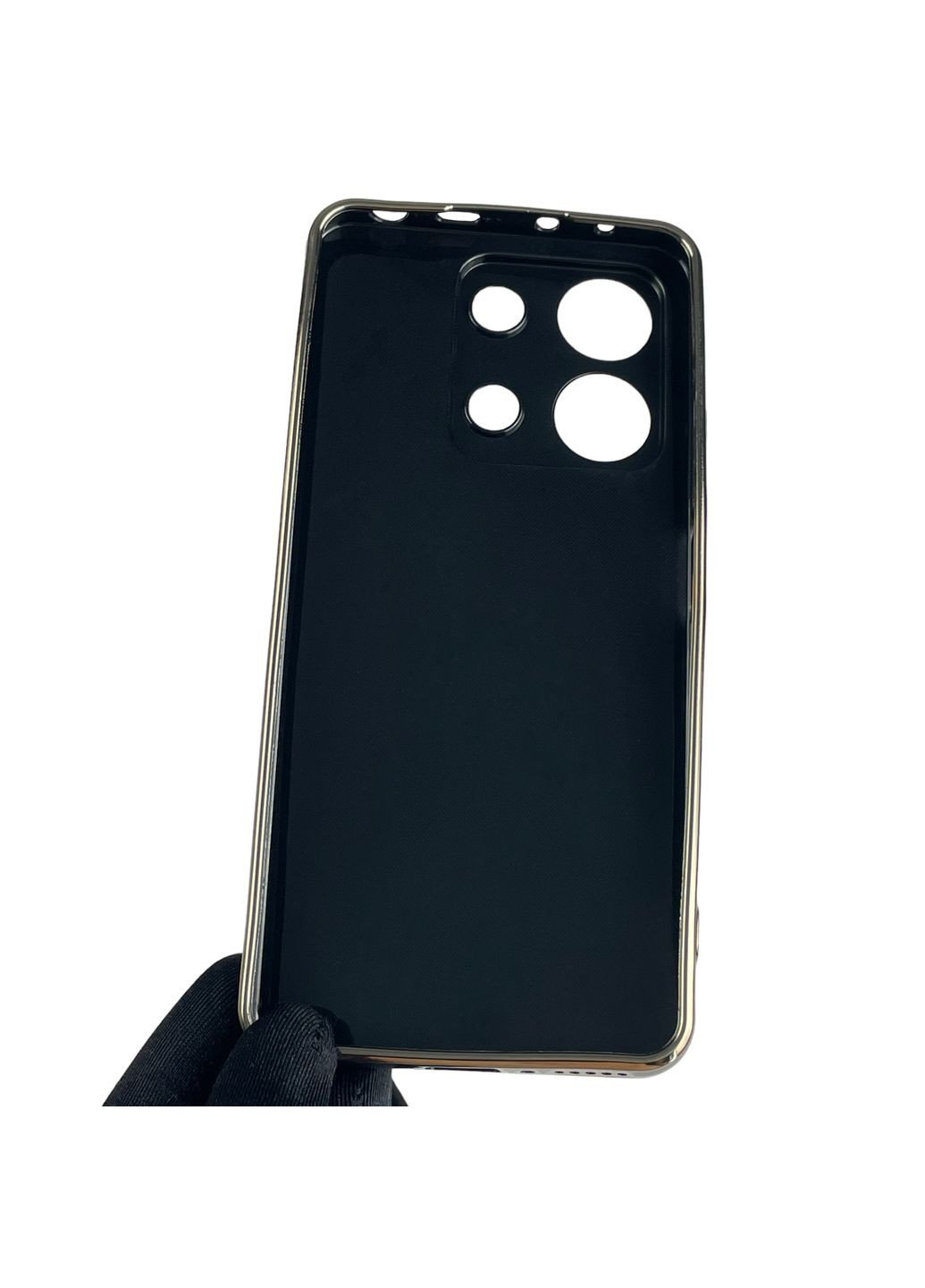 Чохол для Redmi Note 13 4G глянсовий із золотою окантовкою із захистом камери на сяомі редмі нот 13 4г чорний Xiaomi (366019541)