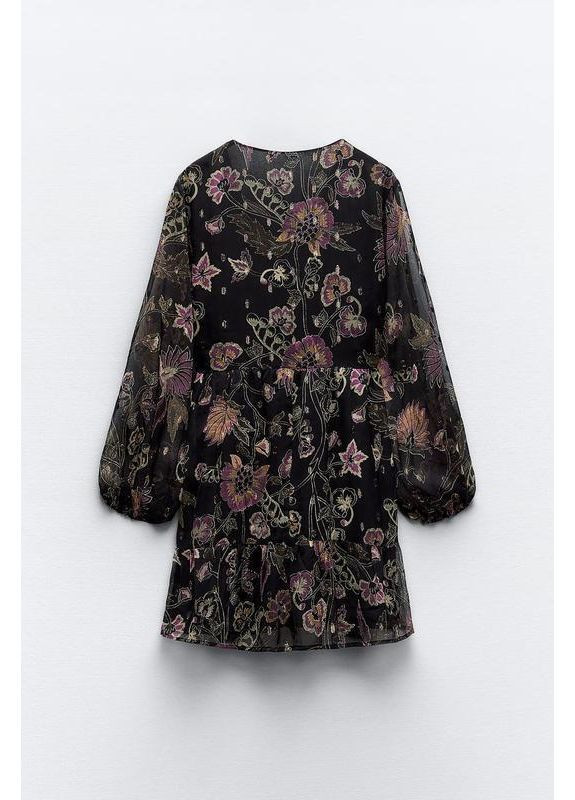 Комбінована металізована сукня з квітковим принтом. Zara