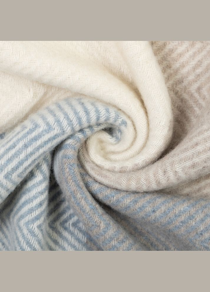 Плед Мериносовый Клетка бел-св.беж-голубой 140 x 200 см Love You 4499 (315690463)