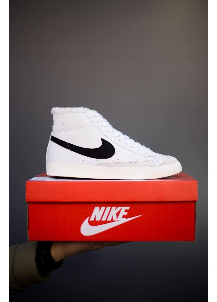 Черные зимние кроссовки мужские nike blazer mid 77 white black найк блейзер No Brand