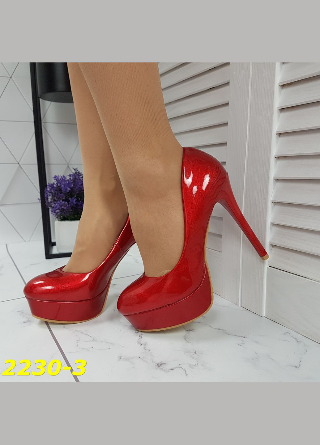 Туфли на шпильке с платформой классика красные (24 см) sp-2230-3 No Brand