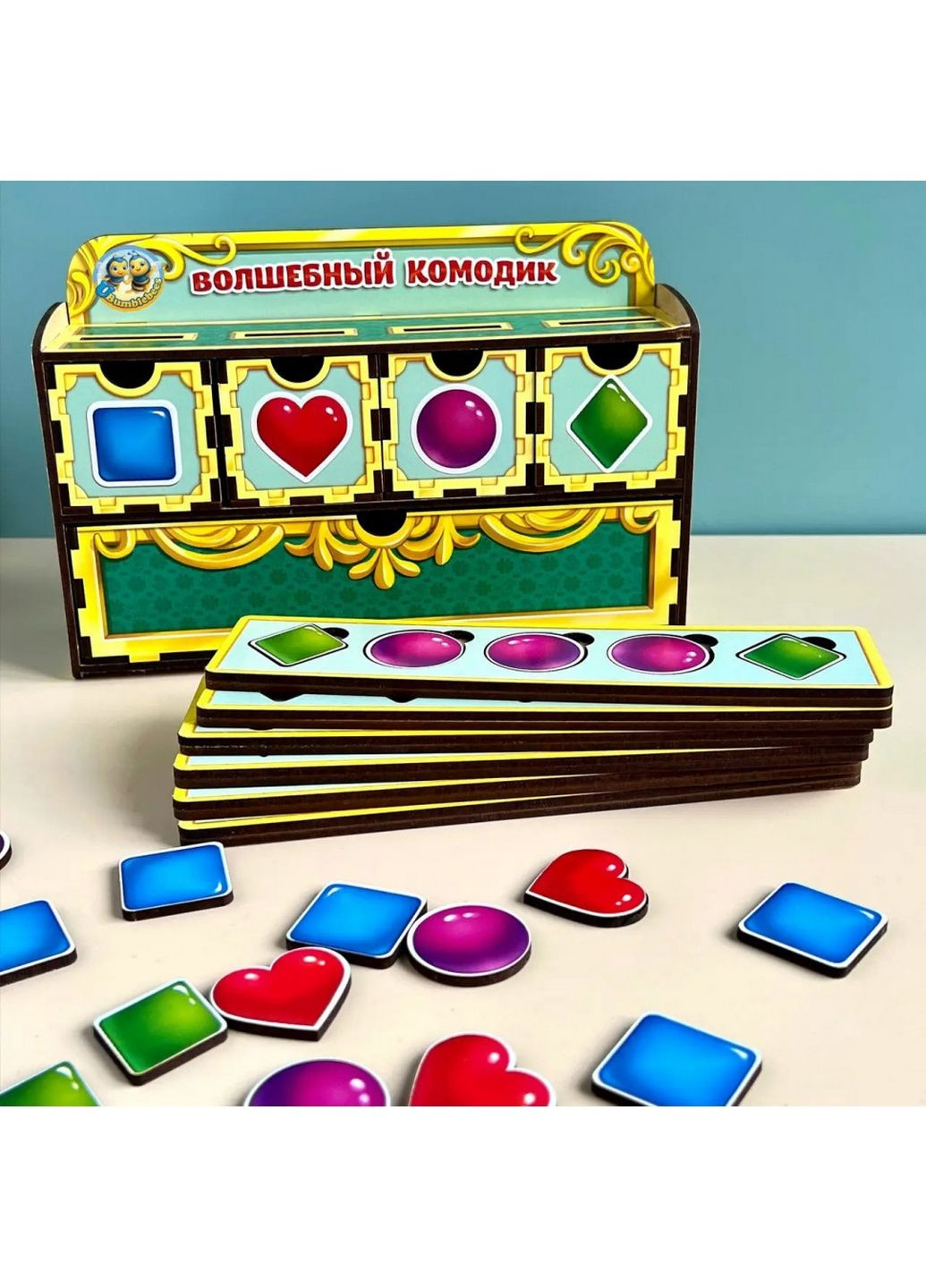 Дерев'яна настільна гра "Фігури" сортер-комодик 24х15х6 см No Brand (289459565)