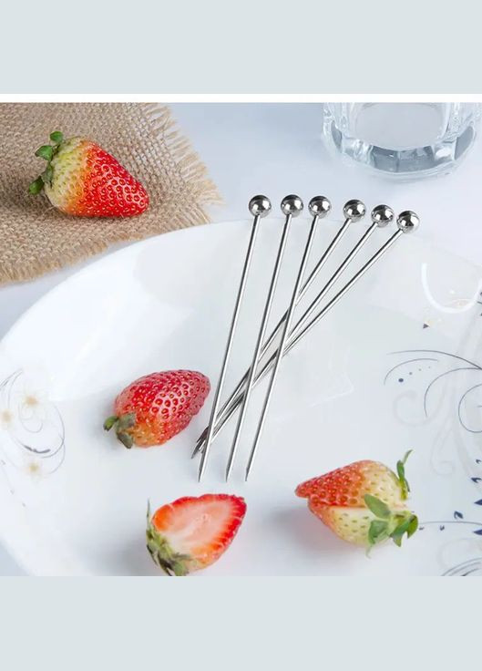 Шпажки из нержавеющей стали Перл серебро 10 шт. коктейльные многоразовые шпажки для канапе REMY-DECOR (293245123)