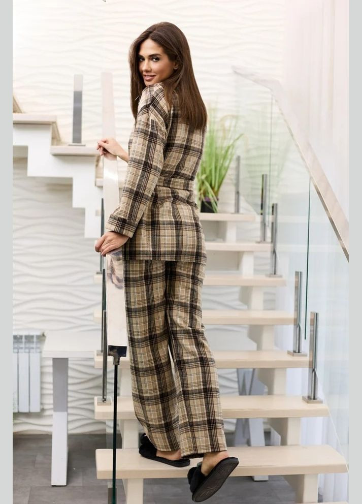 Коричневая всесезон домашний костюм туника + брюки Seventeen