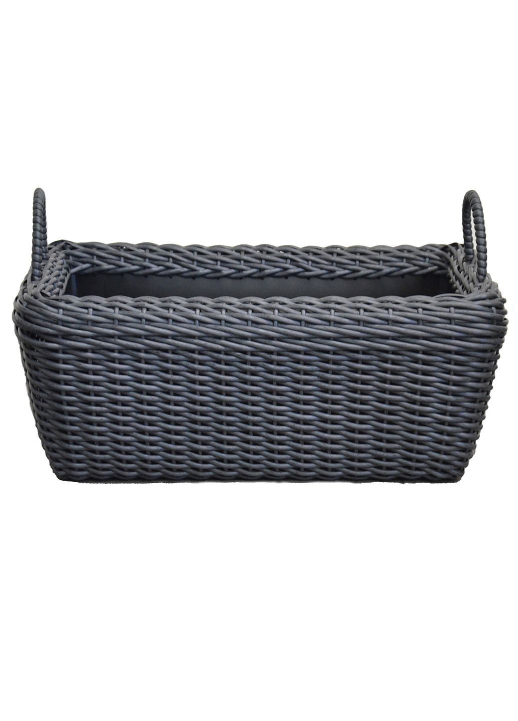 Корзина прямоугольная для дров (дровница) плетенная из искусственного ротанга ручной работы. Цвет Графит. 60 литров Handmade (327878855)