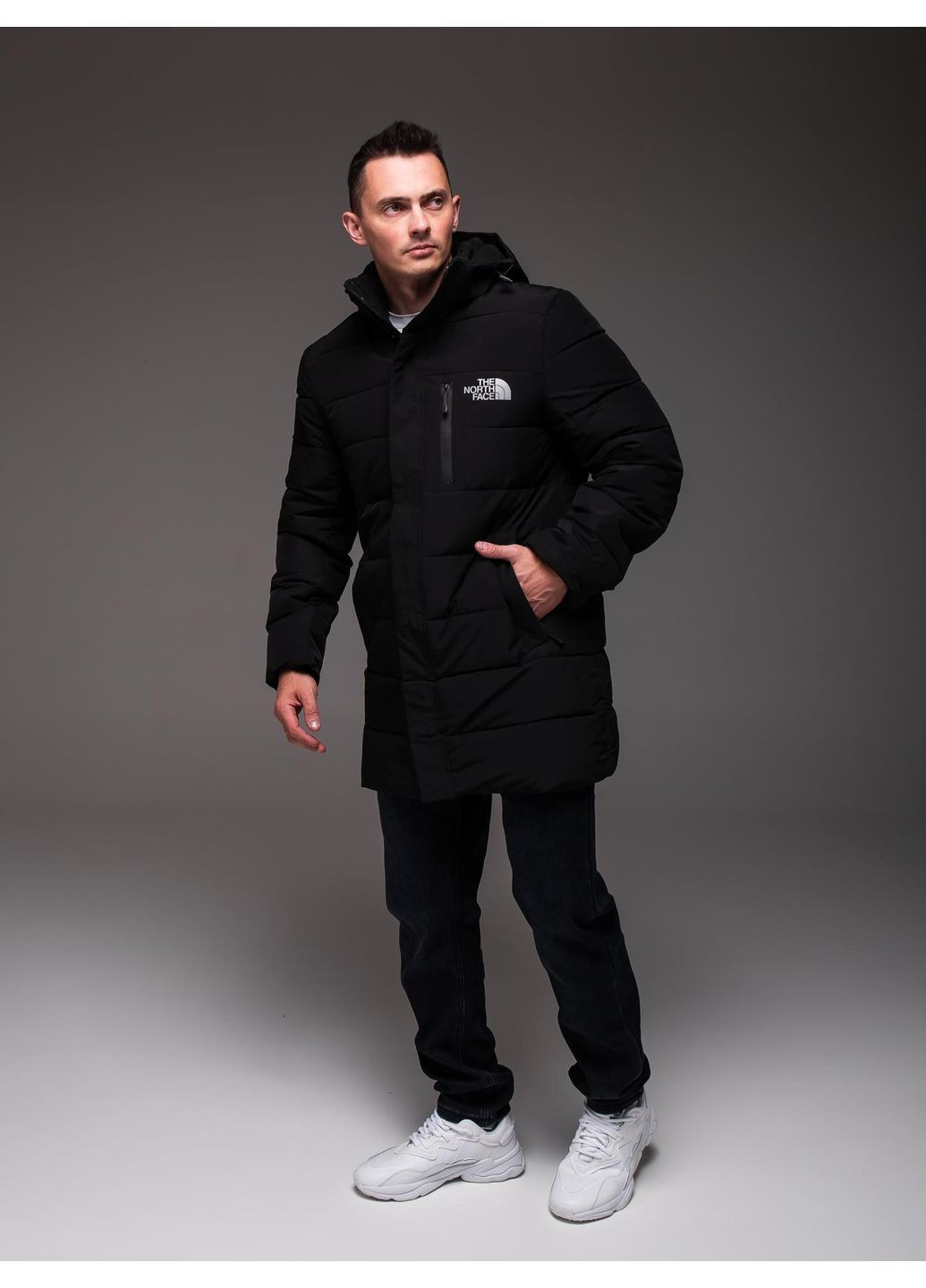 Чорна куртка чоловіча подовжена зимова . парка чоловіча No Brand