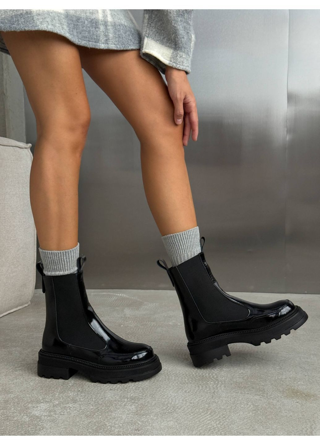 Зимние лакированные зимние челси Helen