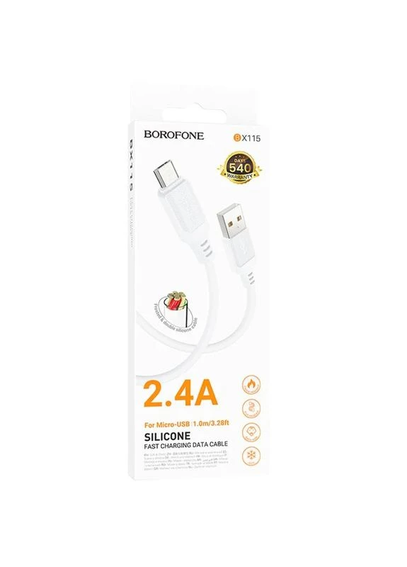 Дата кабель Borofone BX115 Lotto USB to MicroUSB 2.4A 1 м Силікон No Brand (402068704)