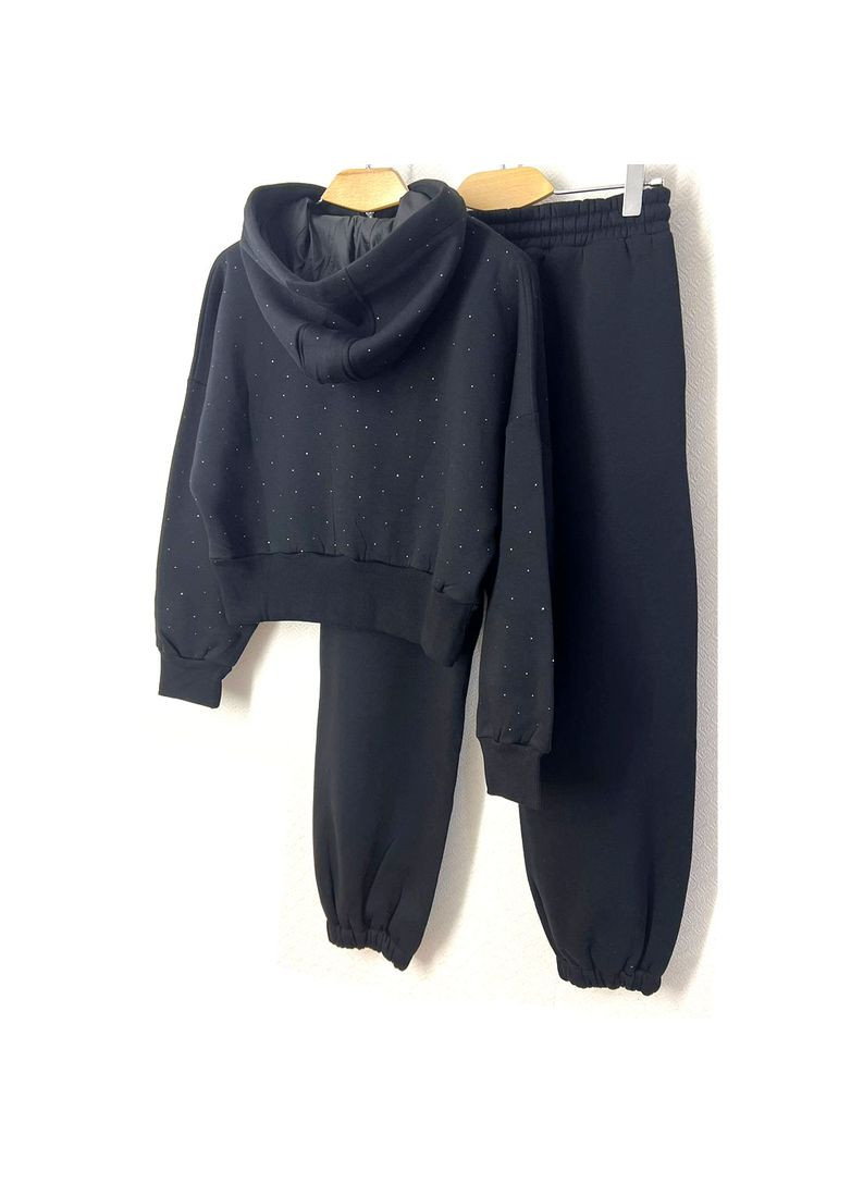 Жіночий костюм теплий чорний зі стразами. Cute (336517750)