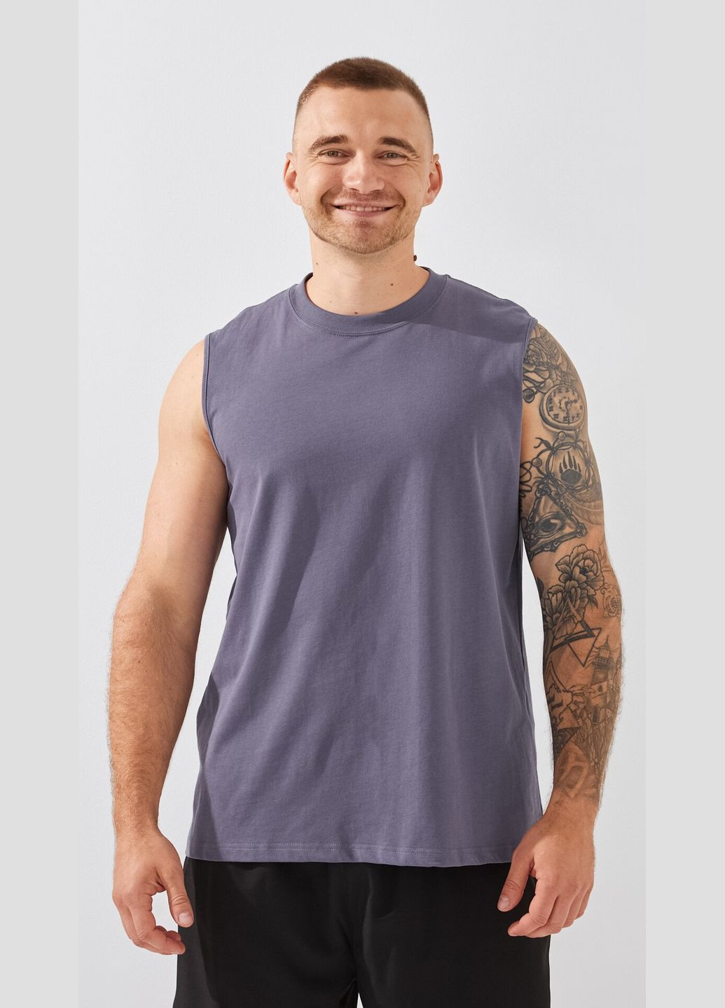 Майка однотонная мужская 5601-1 Серый shop (2000991011823) No Brand (369608971)