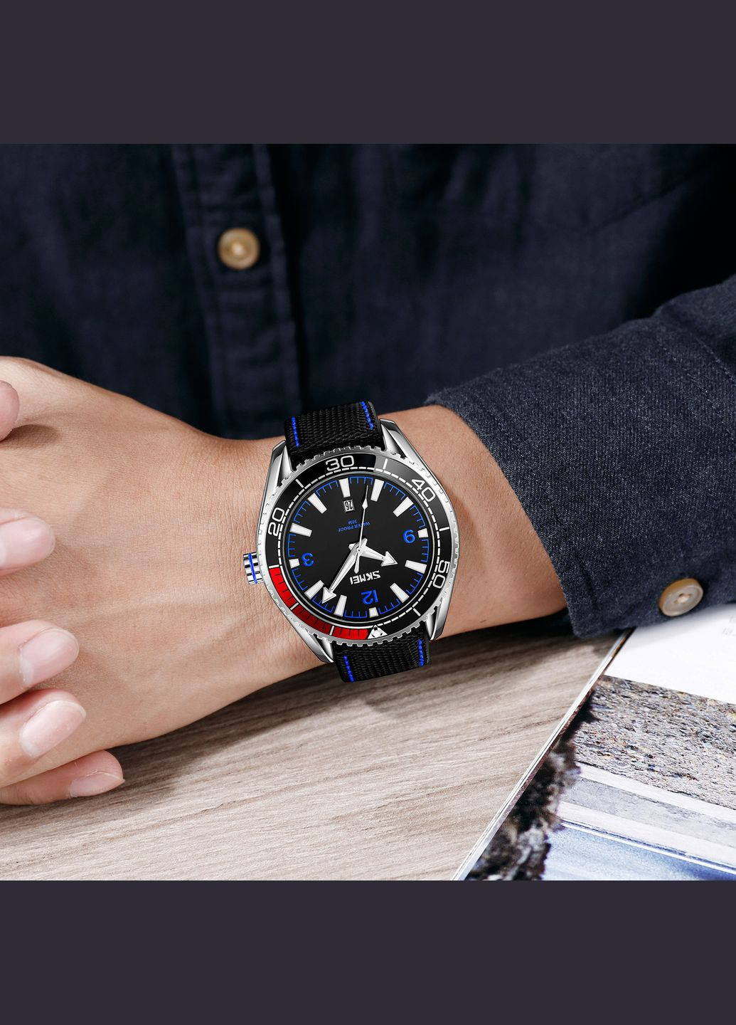 9291BU Blue кварцевый сasual, классический Skmei (324089590)