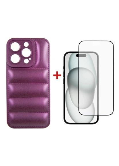 Чехол для мобильного телефона iPhone 15 Pro Case + Glass (Purple) (DG-KM-81) DENGOS iPhone 15 Pro Case + Glass (Purple) (357491121)