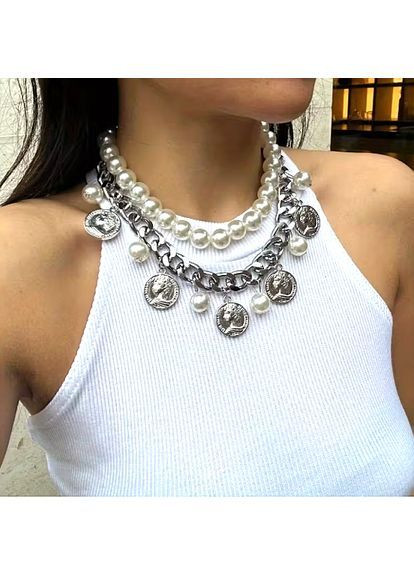 Стильне жіноче Кольє Намисто 2 незалежних кольє No Brand (370625939)