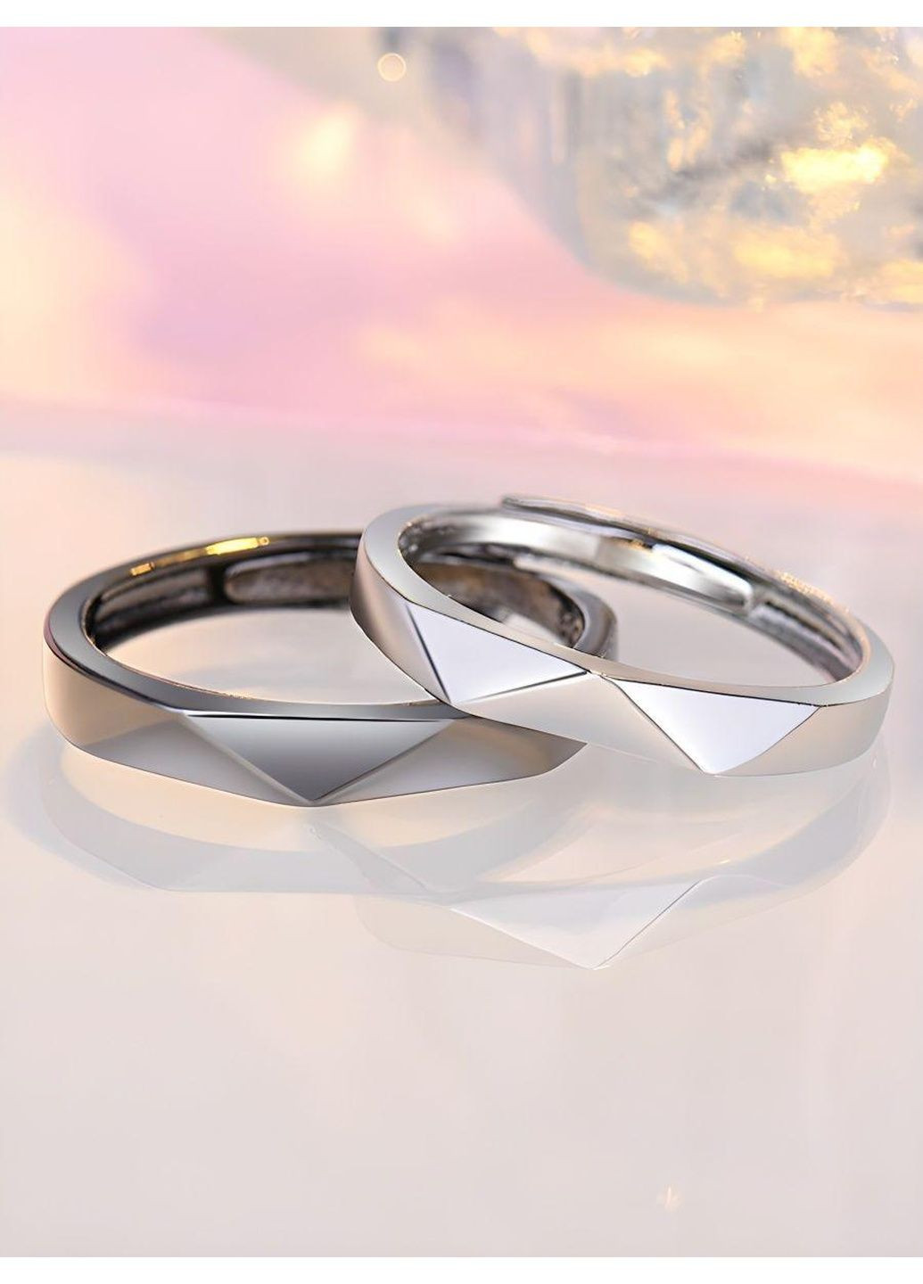 Безразмерные парные кольца для влюбленных, серебрянные кольца(цвет), обручальные кольца из медицинской стали No Brand парні каблучки (290253002)