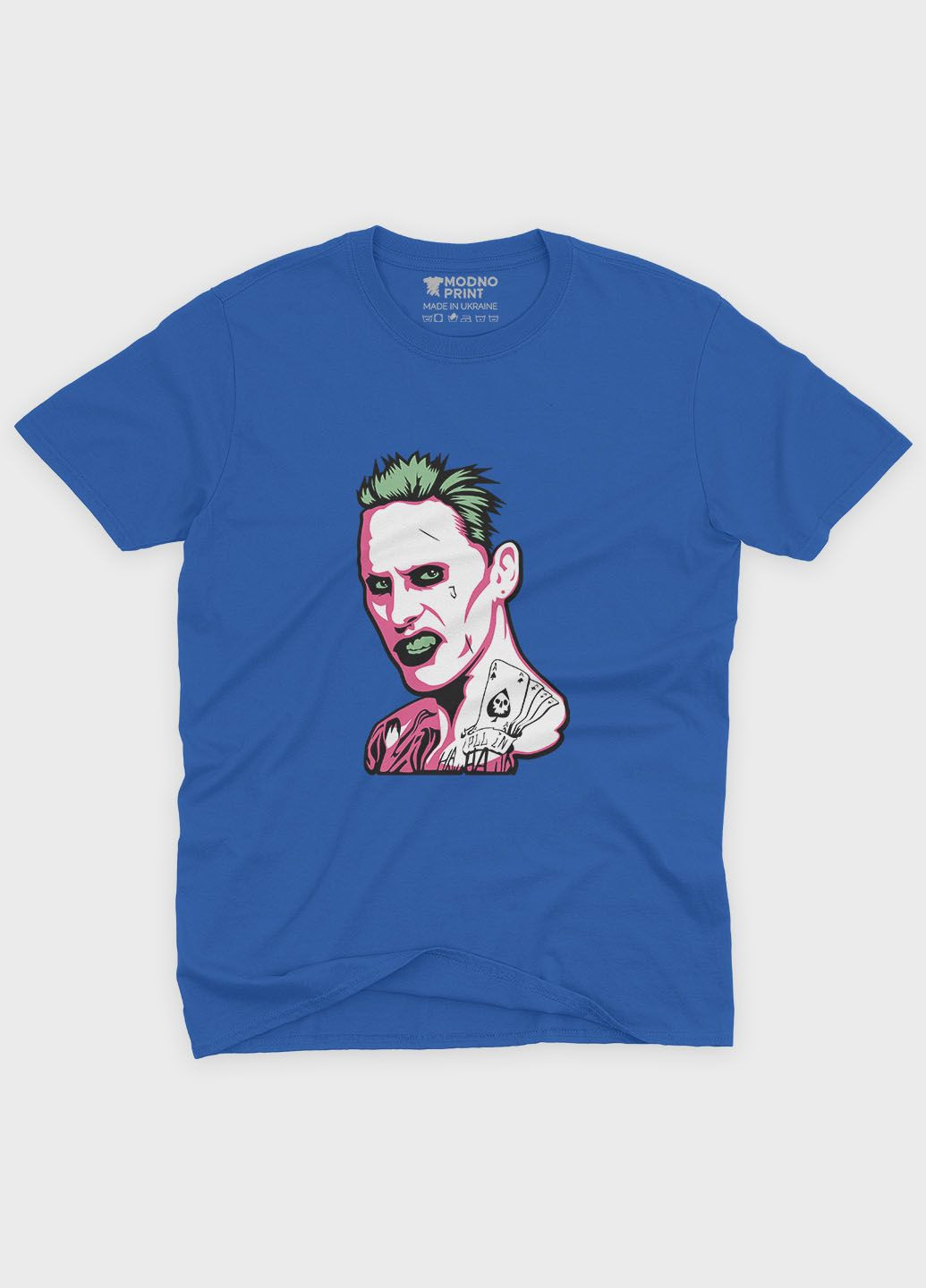 Синяя демисезонная футболка для девочки с принтом супервора - джокер (ts001-1-grr-006-005-010-g) Modno