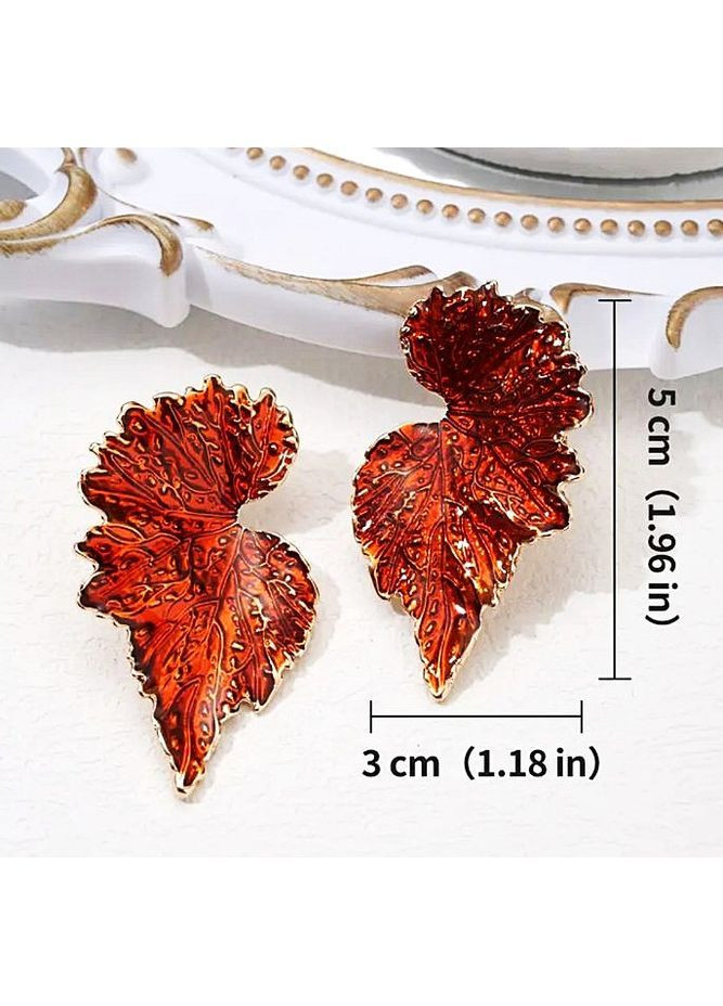 Серьги гвоздики крупные Листья терракотовые No Brand (367735965)