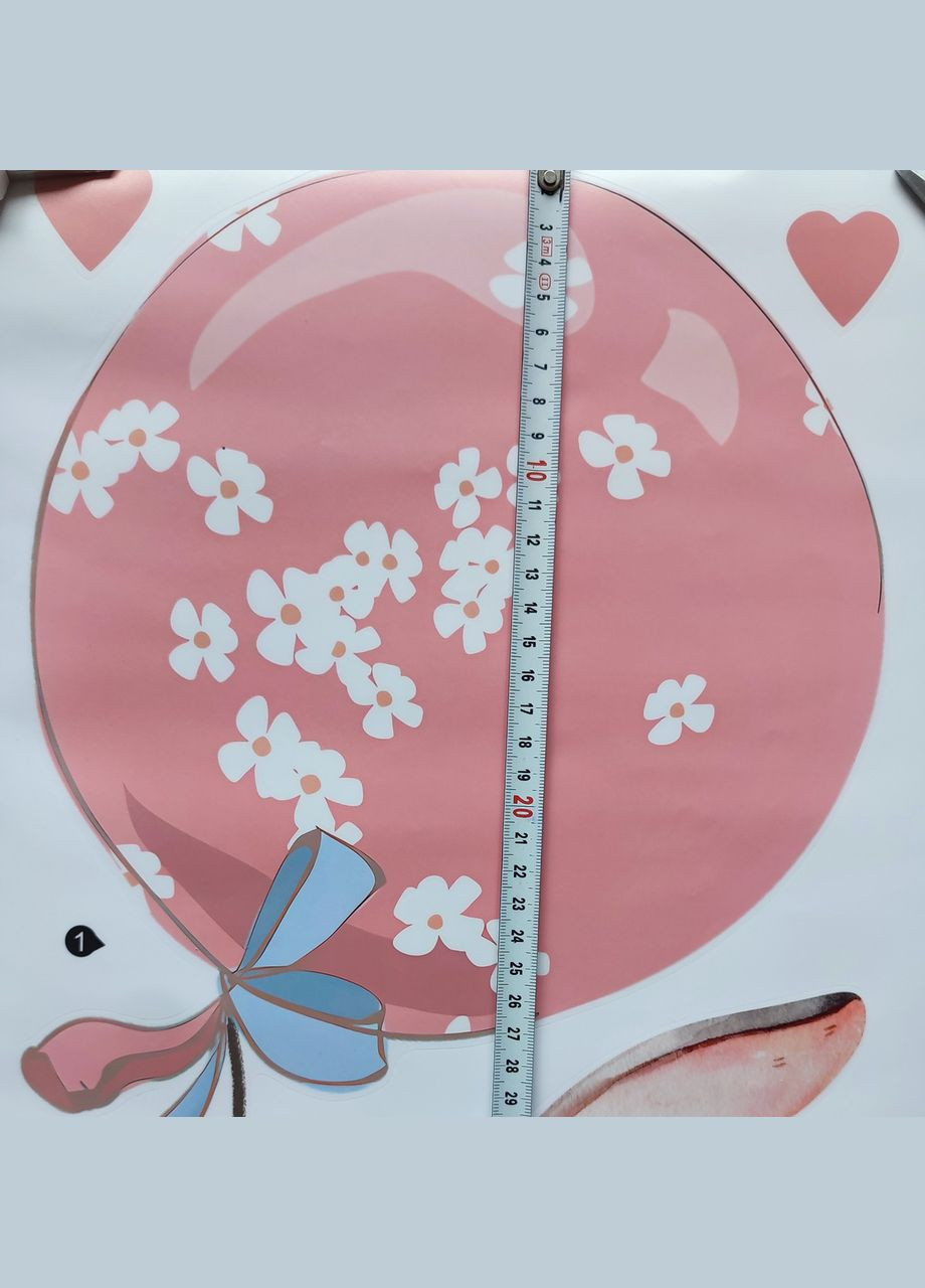 Наклейка на стену Ростомер Зайка с розовым шариком (лист 60 х 60 см) Б194-35 BRUP (302242664)