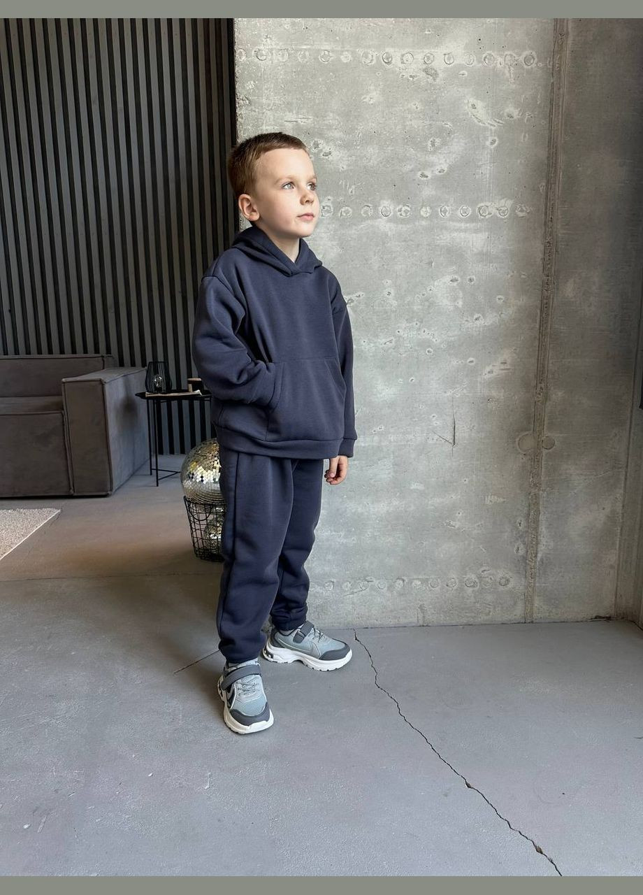 Темно-сірий зимній теплий дитячий костюм No Brand