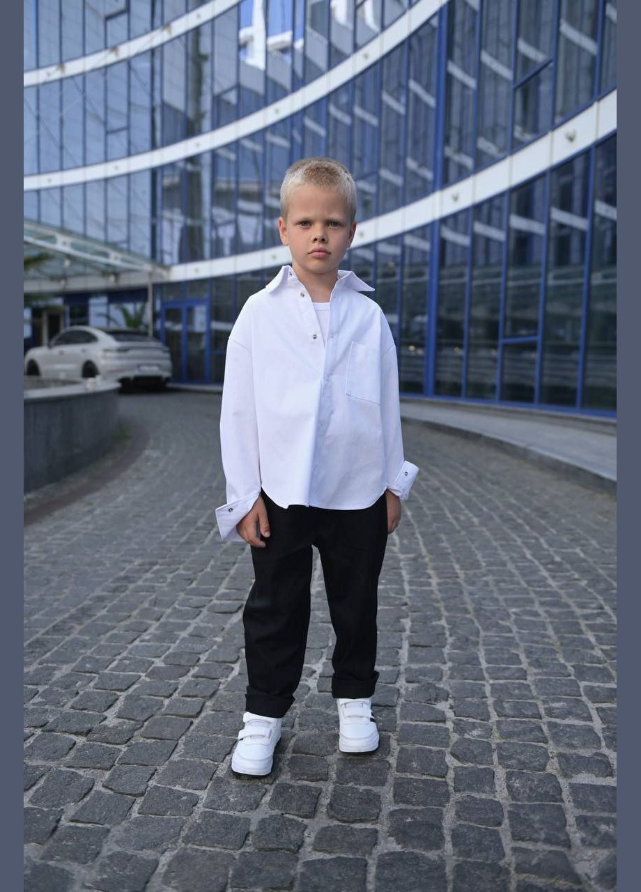 Белый летний костюм котоновый детский popluzhnaya