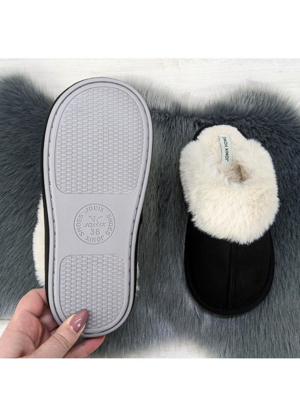 Тапочки жіночі домашні замшеві з хутряним опушенням Jomix (303397272)