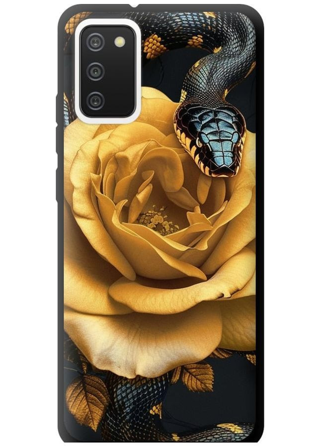 TPU черный чехол 'Black snake and golden rose' для Endorphone Samsung Galaxy A02s A025F (286771554)