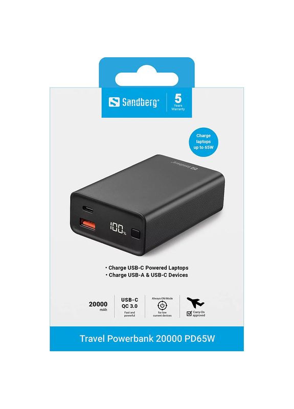 Powerbank 20000 mAh 65W Black (420-95) Sandberg (370608080)