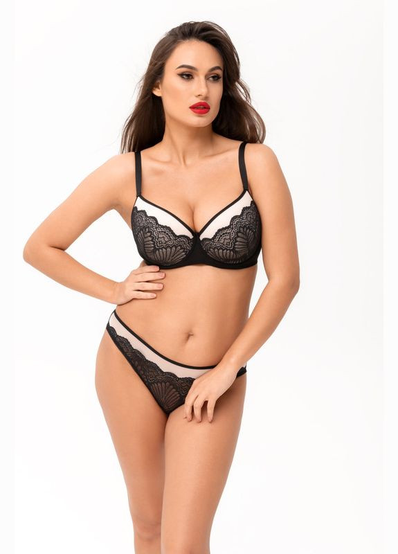 Чорний бюстгальтер балконет на кісточках Kalyna з кісточками