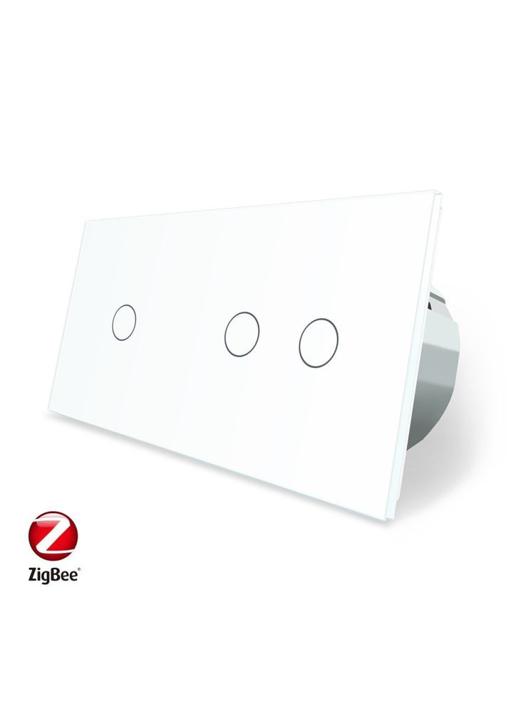 Розумний сенсорний ZigBee вимикач 3 сенсора (1-2) білий скло (VL-C701Z/C702Z-11) Livolo (370985078)