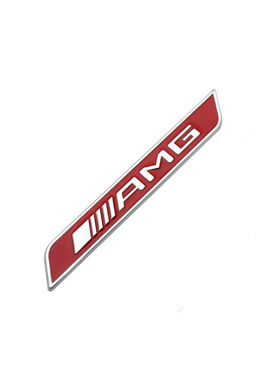 Эмблема-надпись AMG для Mercedes красная+хром 111х14мм металл (на скотче) Mercedes-Benz (369611895)