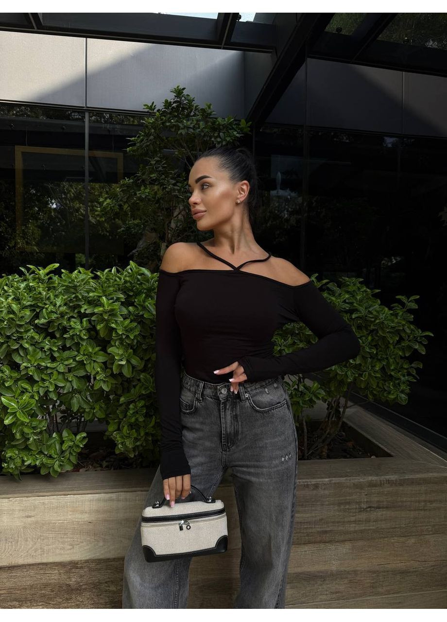 Женский лонгслив с открытыми плечами No Brand (366422608)