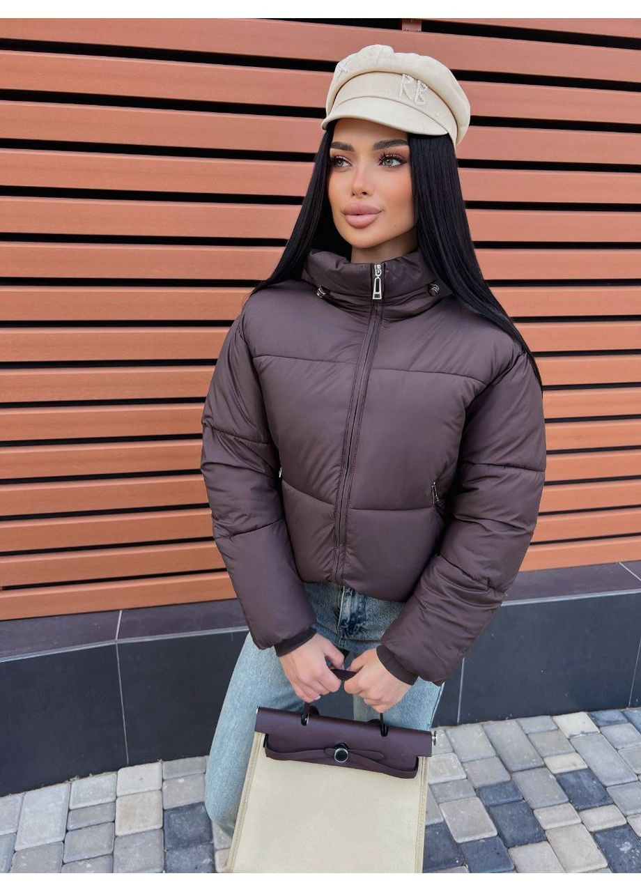 Коричнева демісезонна куртка жіноча тепла Style Point