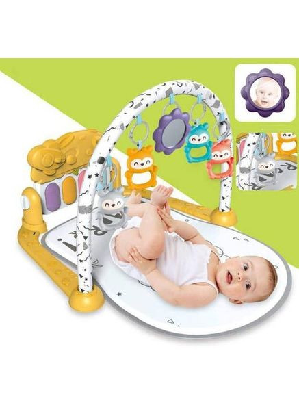 Детский музыкальный развивающий коврик с дугой и бортиками для младенцев игровой коврик с игрушками погремушками и пианино No Brand (360867206)