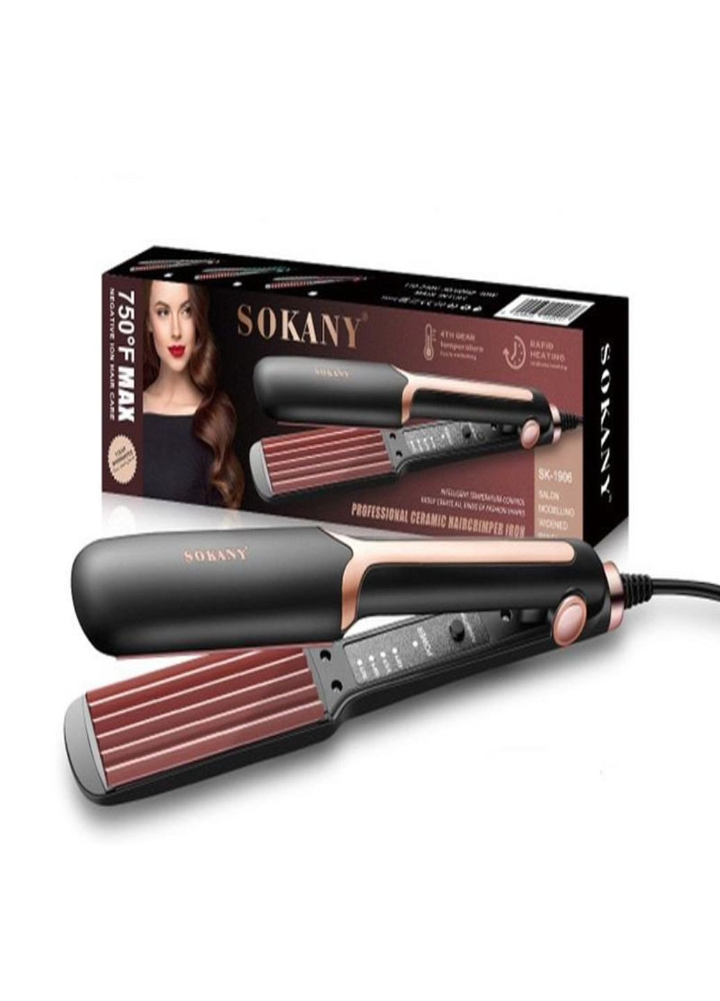 Щипцы гофре для волос SK-1906 плойка с индикатором работы и 4 режимами температуры Sokany (315922467)