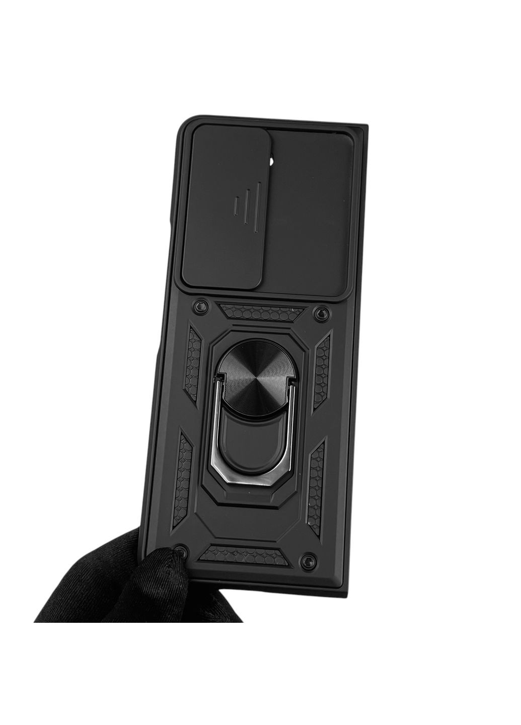 Чехол для Galaxy Fold 5 (SM-F946B) бронированный с кольцом-держаталем со шторкой на самсунг фолд 5 черный rg1 Samsung (366235928)