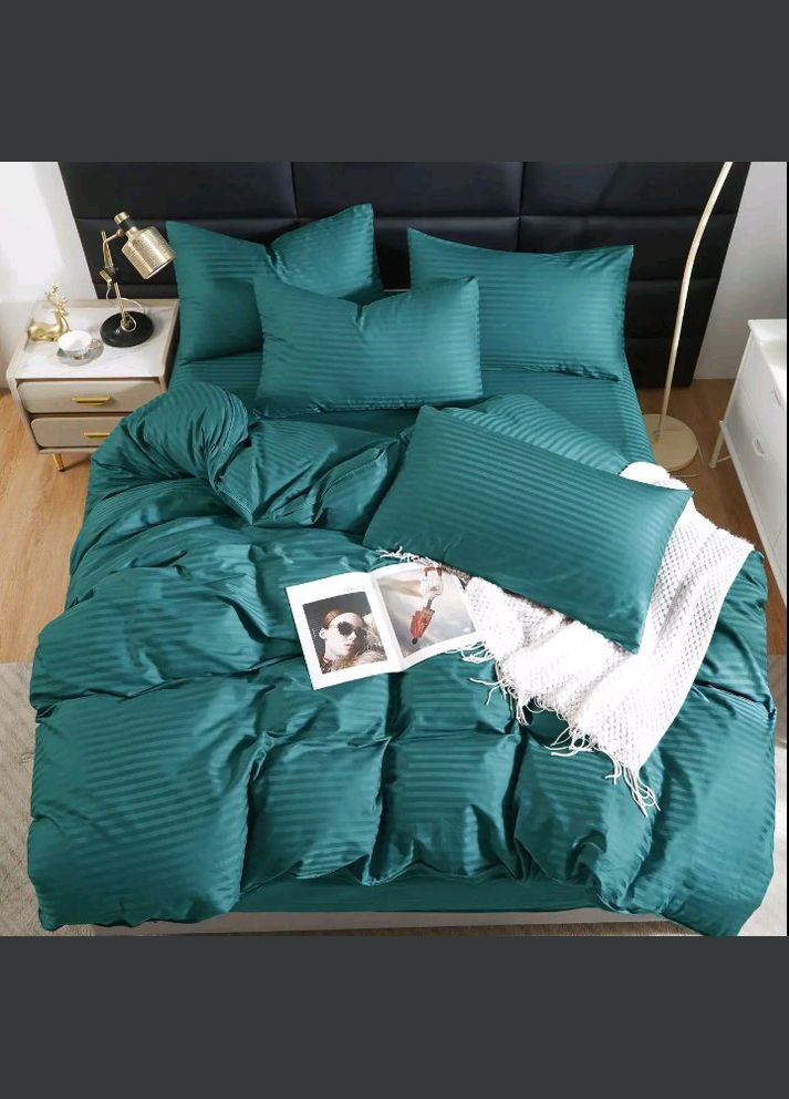 Евро комплект постельного белья Страйп Сатин LUX 200*220 Серый RW (332810702)