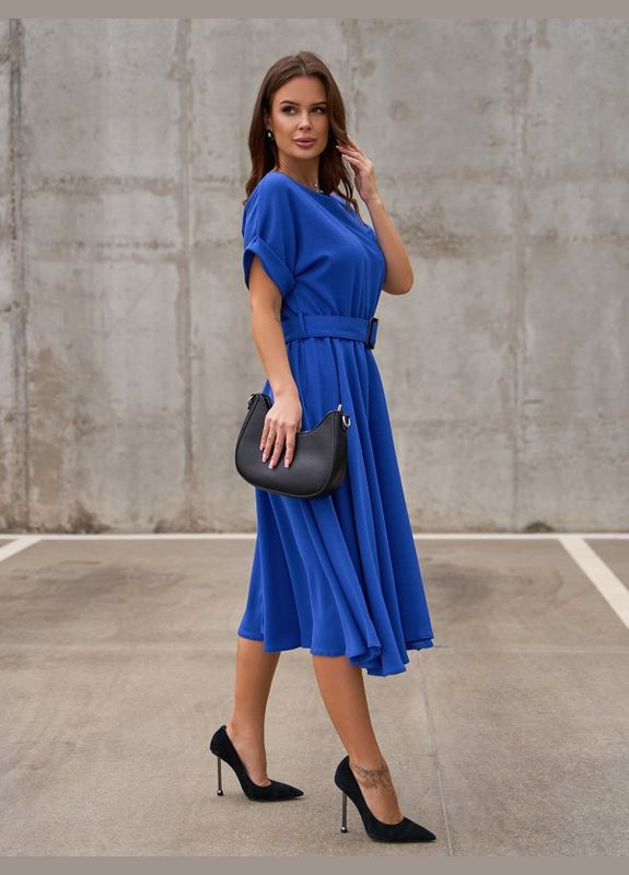 Темно-блакитна сукня 14529 електрик ISSA PLUS однотонна