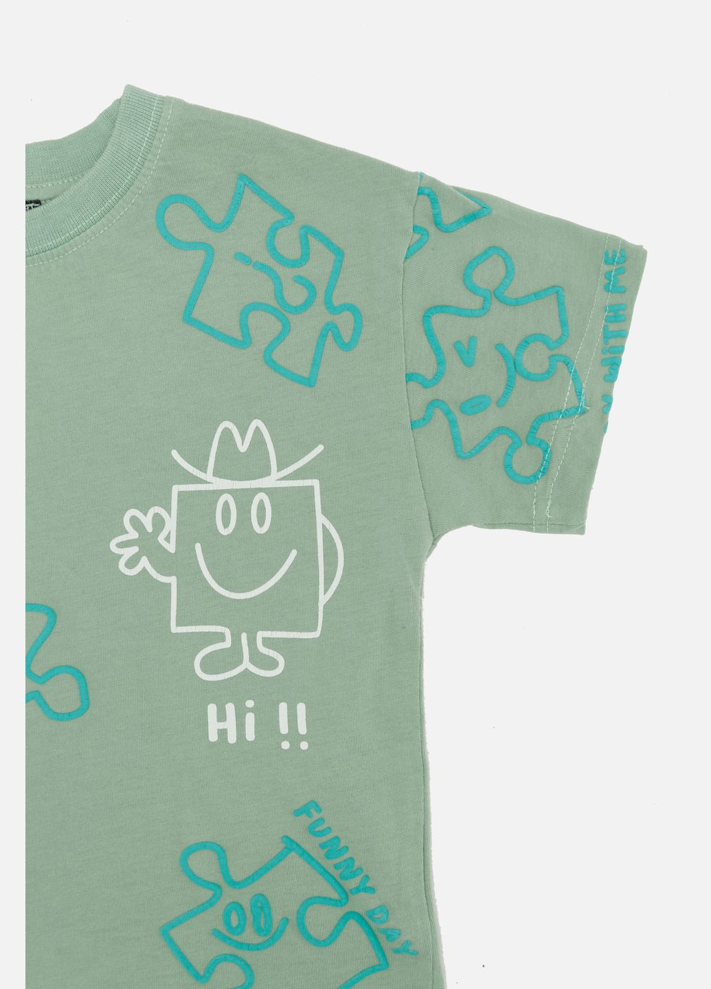 Оливкова літня футболка з коротким рукавом для хлопчика колір оливковий цб-00246542 First Kids