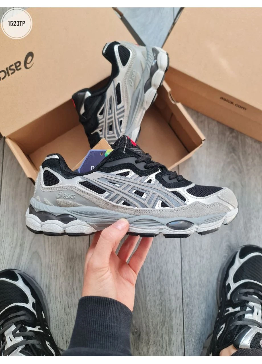 Черные летние кроссовки asics gel nyc silver black red асикс гель нюк No Brand