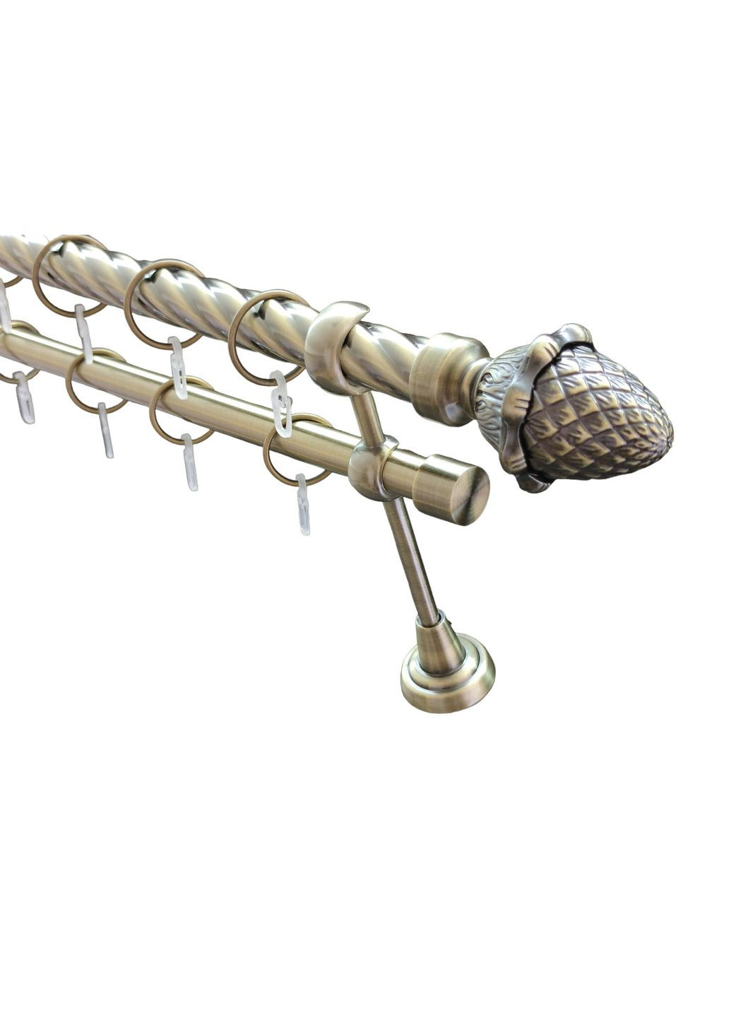 Карниз для штор Цинара металевий дворядний кручена труба кільце металеве Антик 25\19 мм 200см ORVIT (299334756)