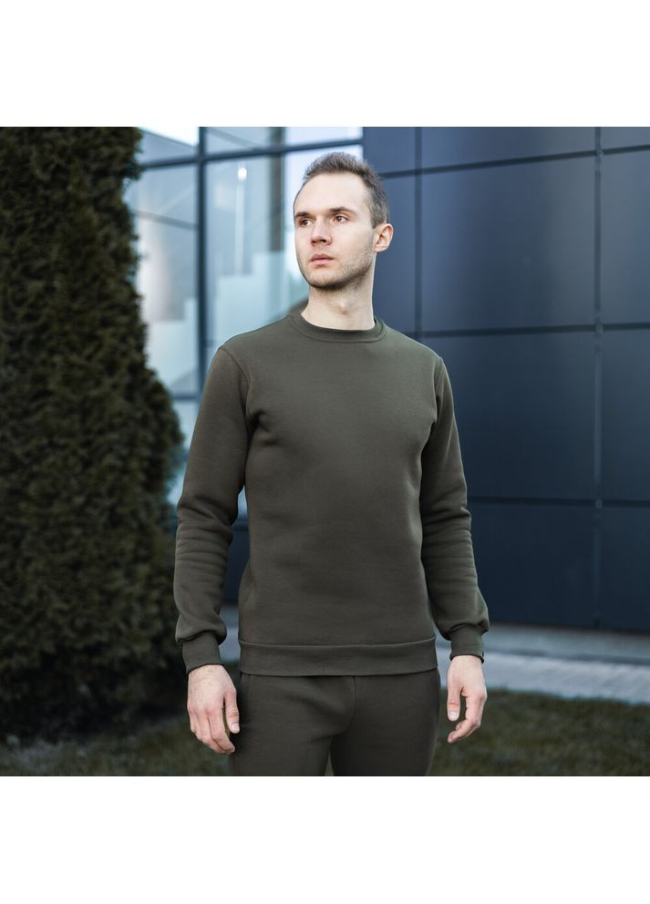 Хакі світшот 007 зима хакі Pobedov однотонний без декору (364864069)