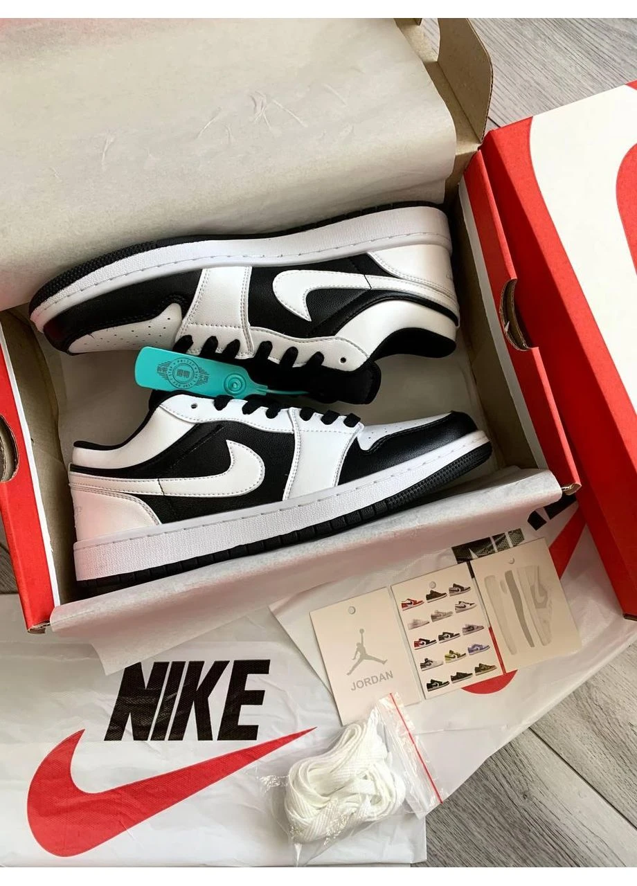 Белые демисезонные кроссовки мужские nike air jordan retro 1 low white black найк аир джордан белые No Brand