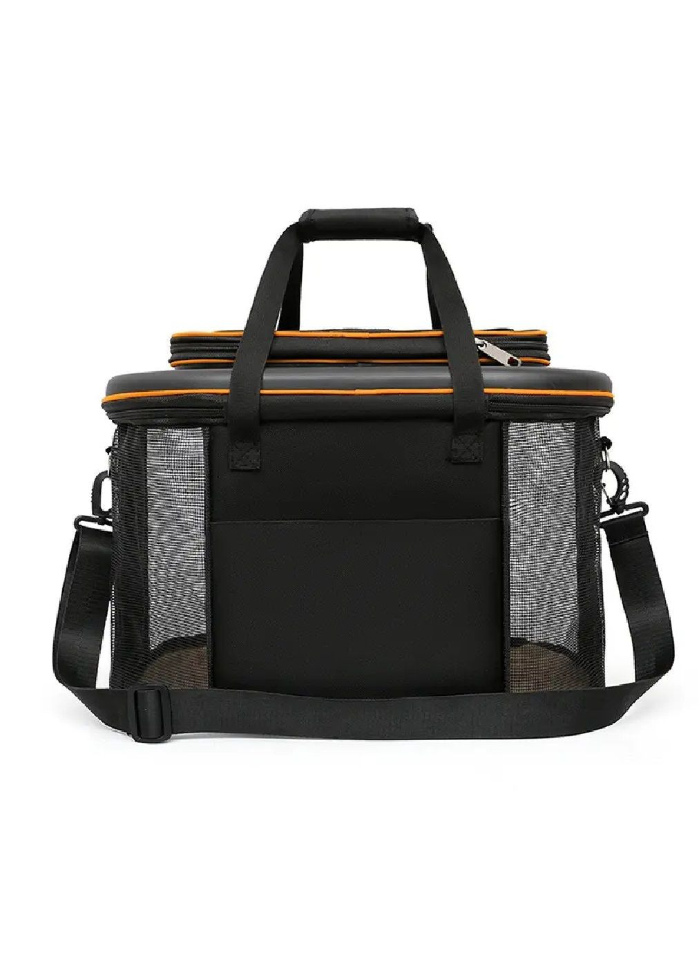 Сумка переноска з сітковими віконцями плечовим ременем для тварин собак котів 28х45х28 см (480835-Prob) Чорно-помаранчева Unbranded (345559569)