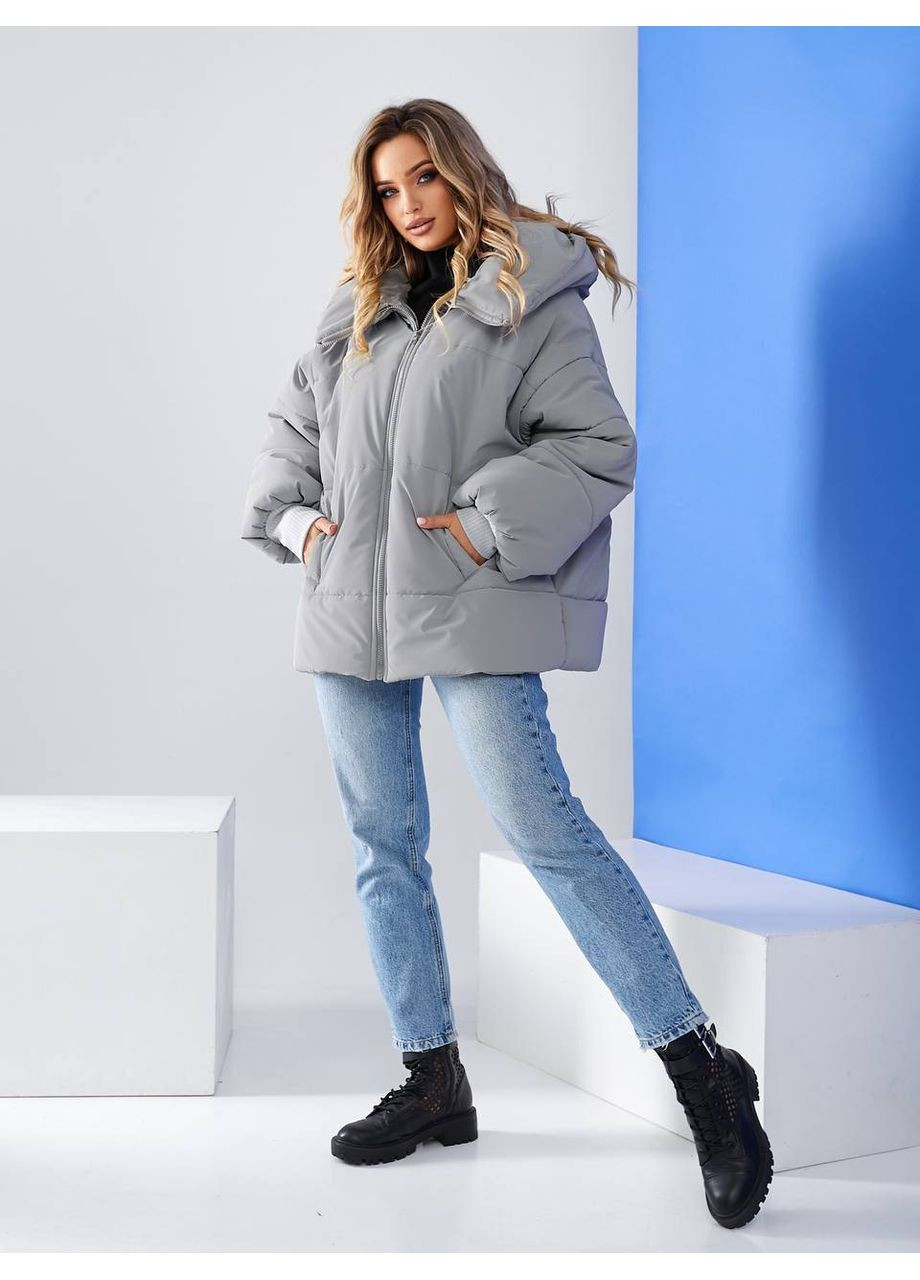 Сіра зимня куртка жіноча зимова оверсайз Style Point