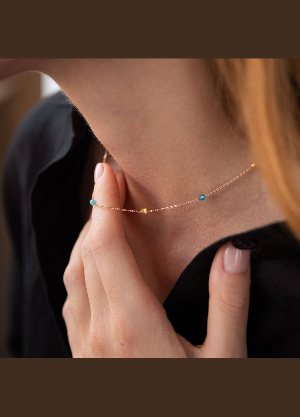 Колье Free в красном золоте (голубые и желтые фианиты) кол02249 42 Oniks (266704608)